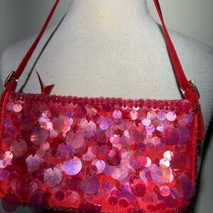 Red Sequin Shoulder Bag
